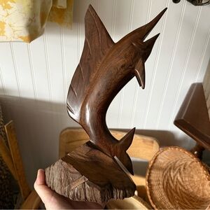 Handcrafted Wooden Marlin Sculpture